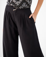 Pantalón con cinturón ajustable para mujer - Negro