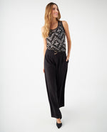 Pantalón con cinturón ajustable para mujer - Negro