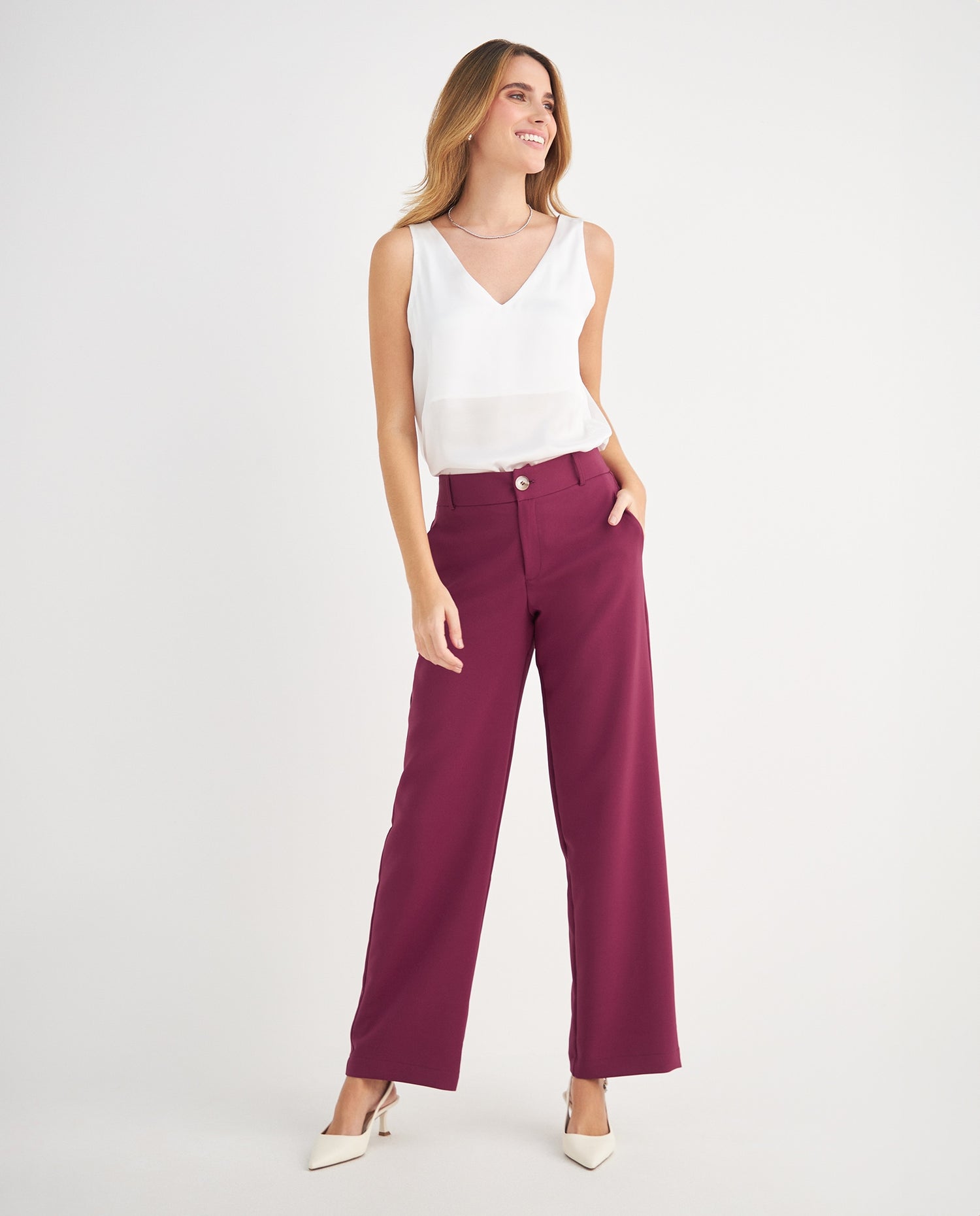 Pantalón de bota recta para mujer - Morado