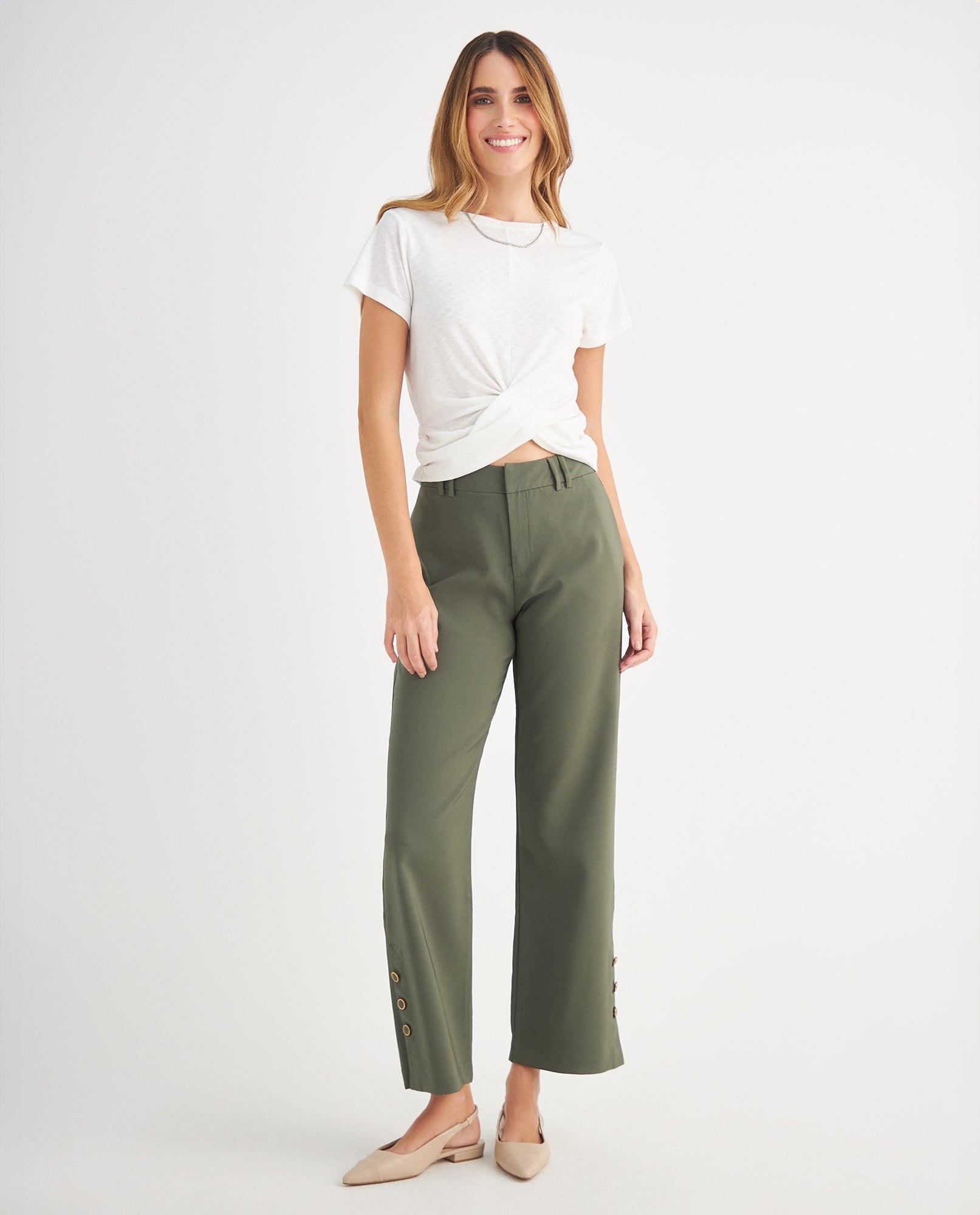 Pantalón elegante para mujer - Verde 34_439F021_VER190419_0
