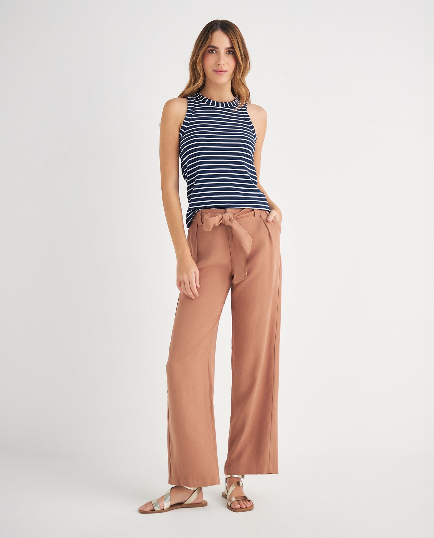 Pantalón de silueta recta para mujer - Cafe