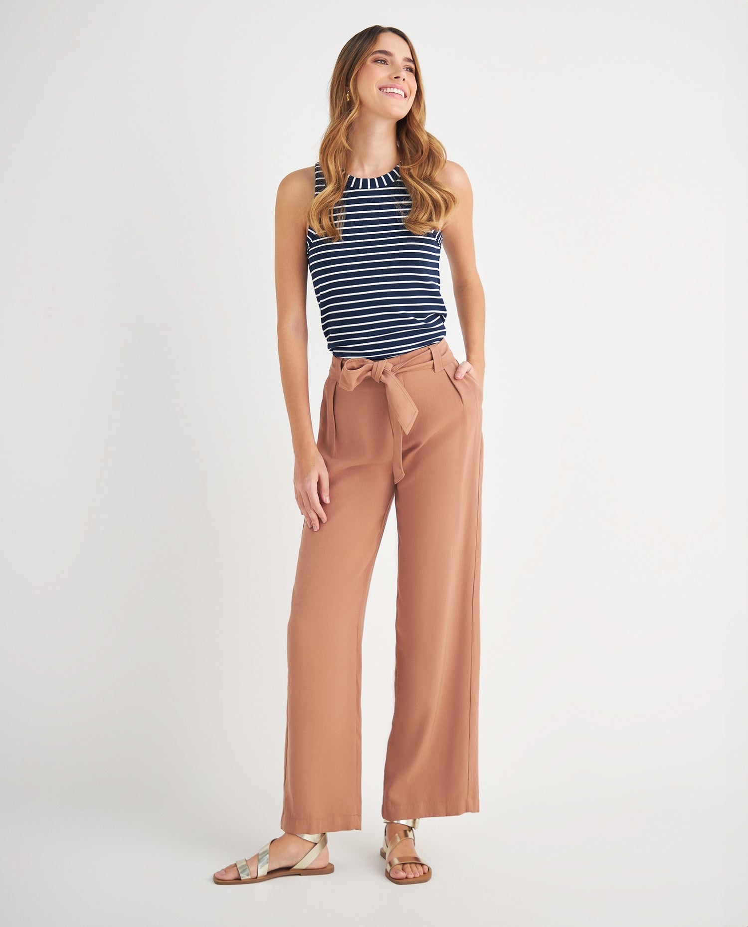 Pantalón de silueta recta para mujer - Cafe