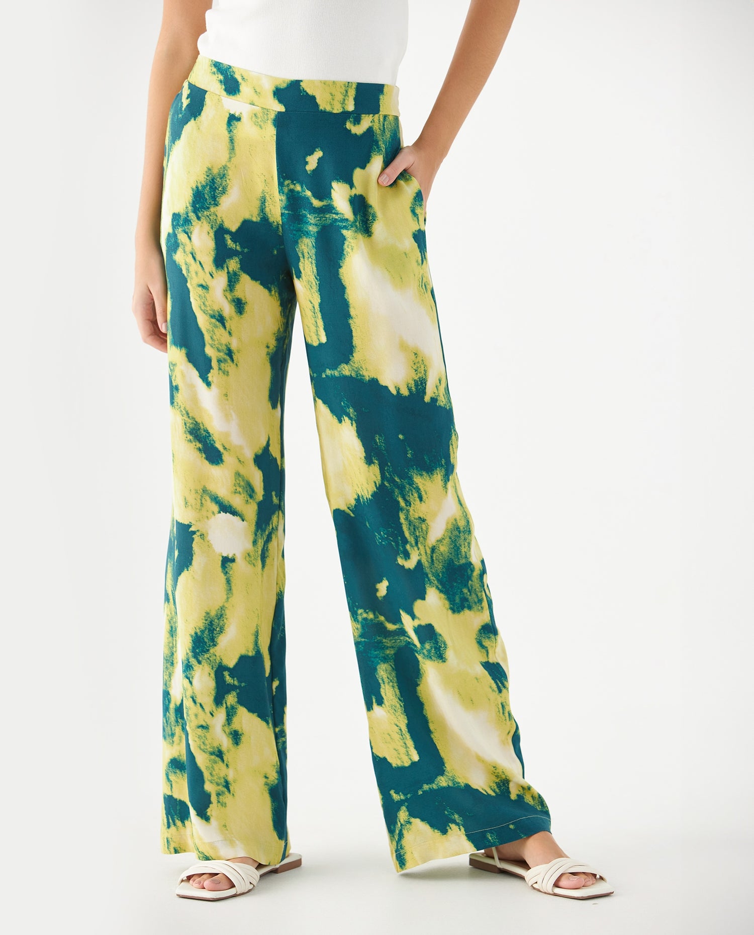 Pantalón con estampado overdye para mujer - Verde
