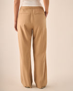 Pantalón Wide Leg Café con Cordón Ajustable - Cafe