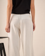 Pantalón Wide Leg con Rayas Verticales - Blanco