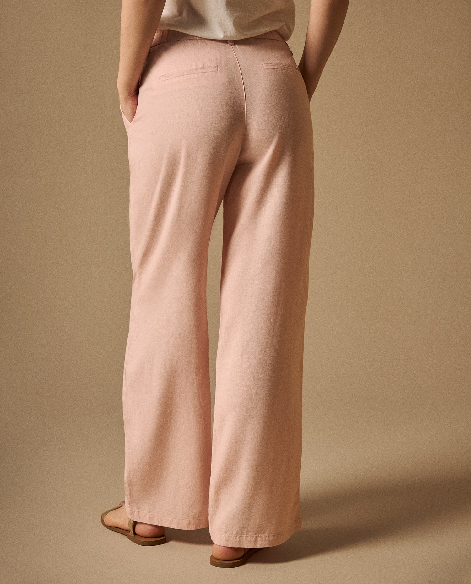 Pantalón Wide Leg Rosa con Pliegues Frontales - Rosa