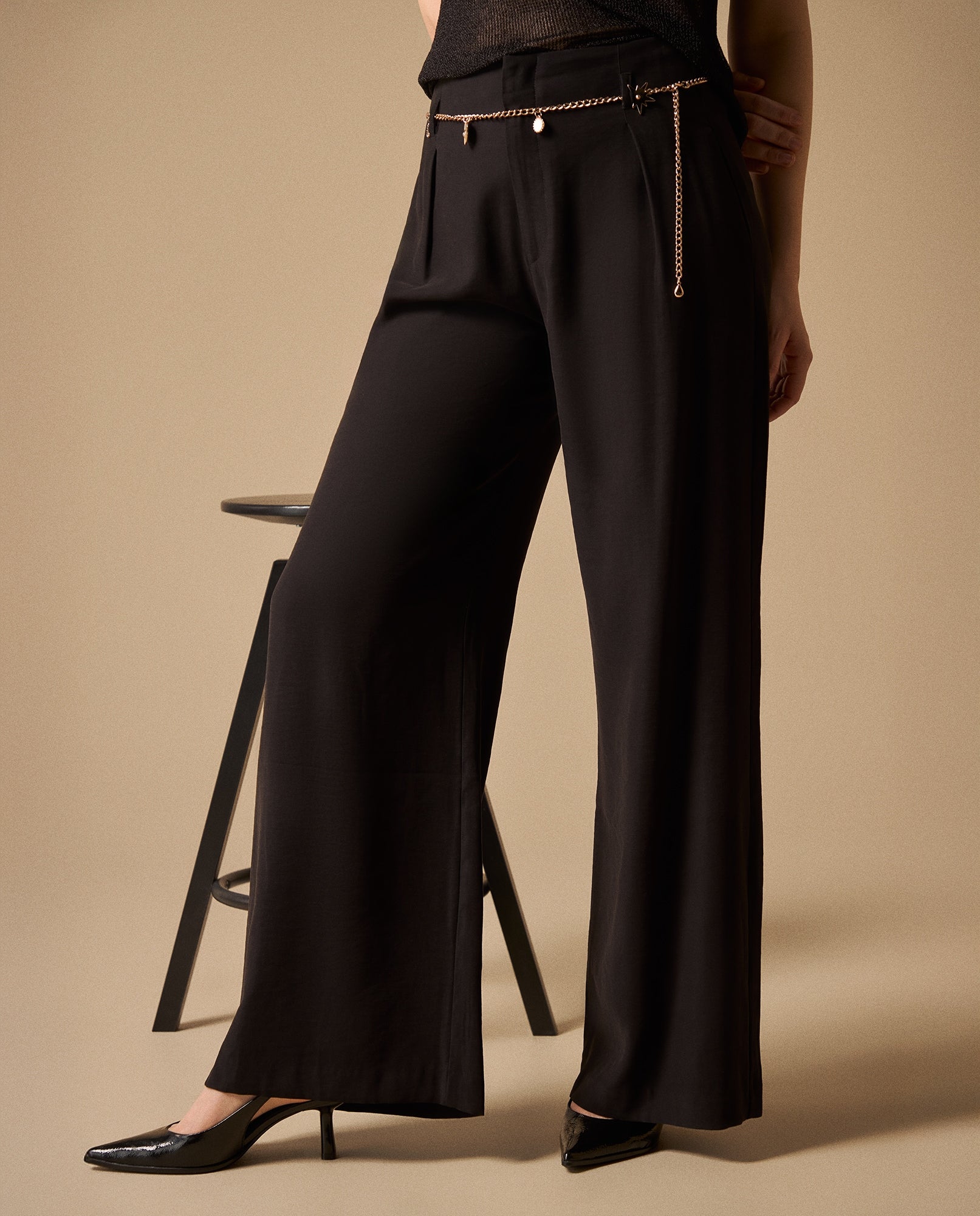 Pantalón Wide Leg con Cadena Dorada - Negro 34_439G017_NEG190303_3