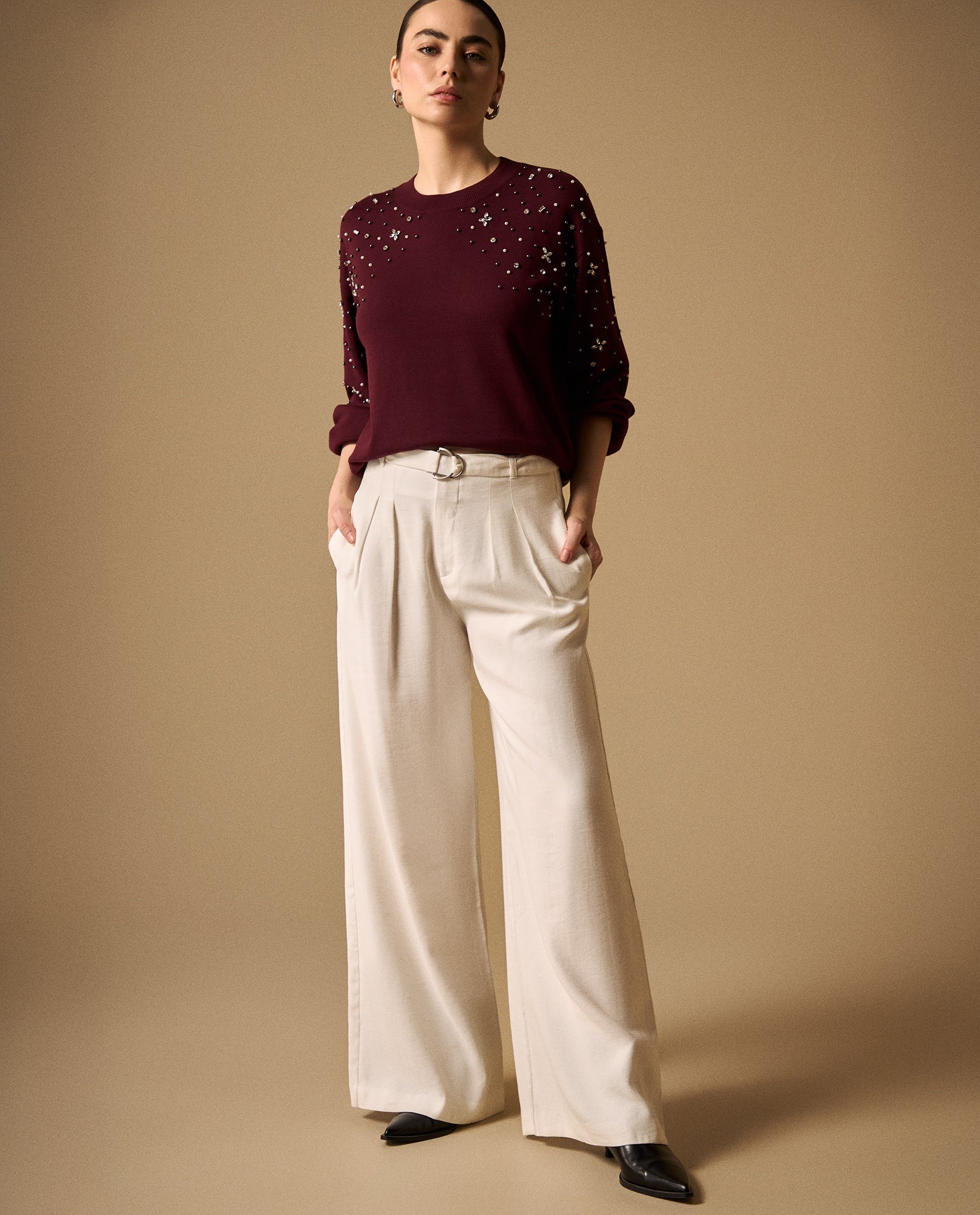 Pantalón Wide Leg con Cinturón - Blanco 34_439G018_BLA110601_0