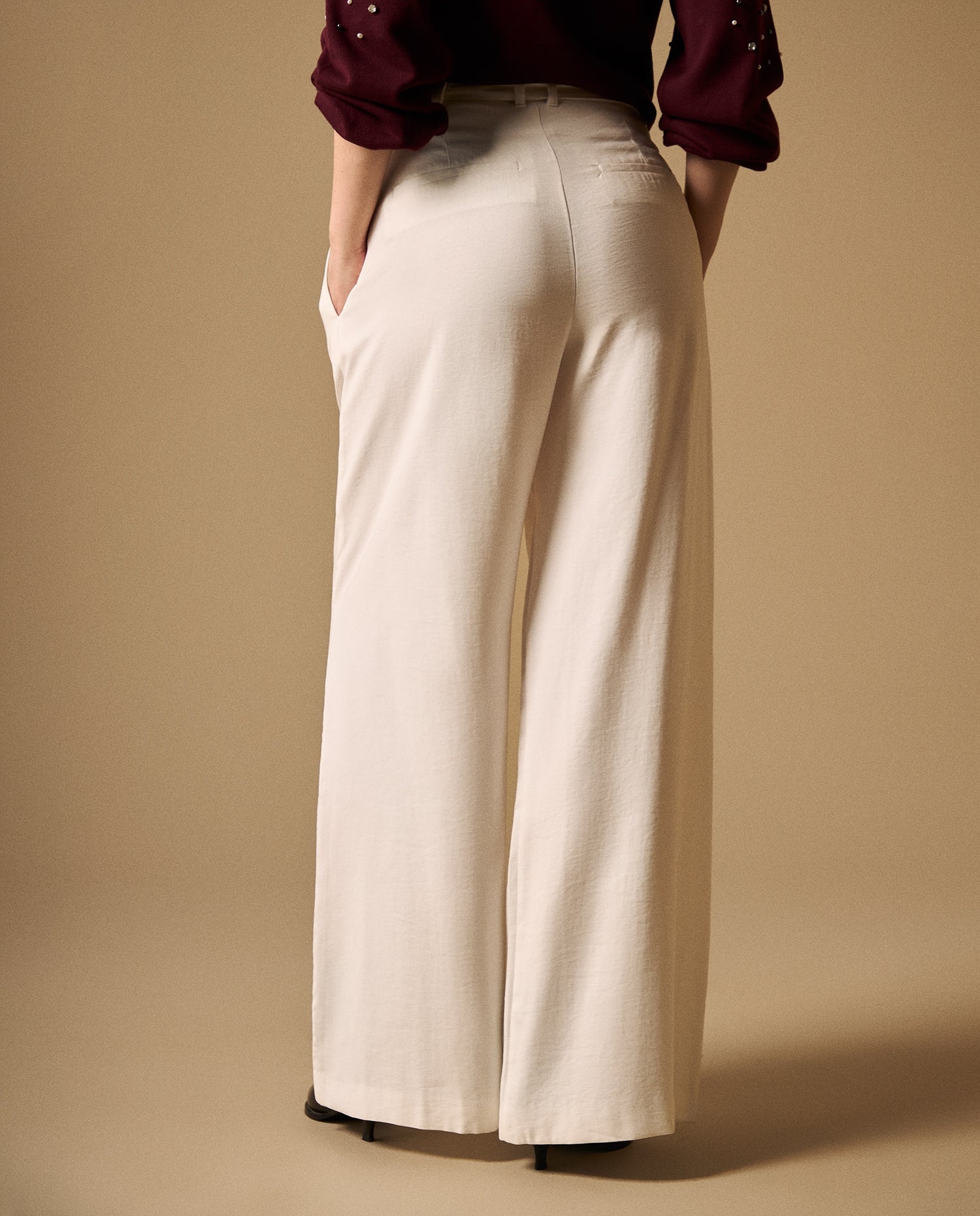 Pantalón Wide Leg con Cinturón - Blanco