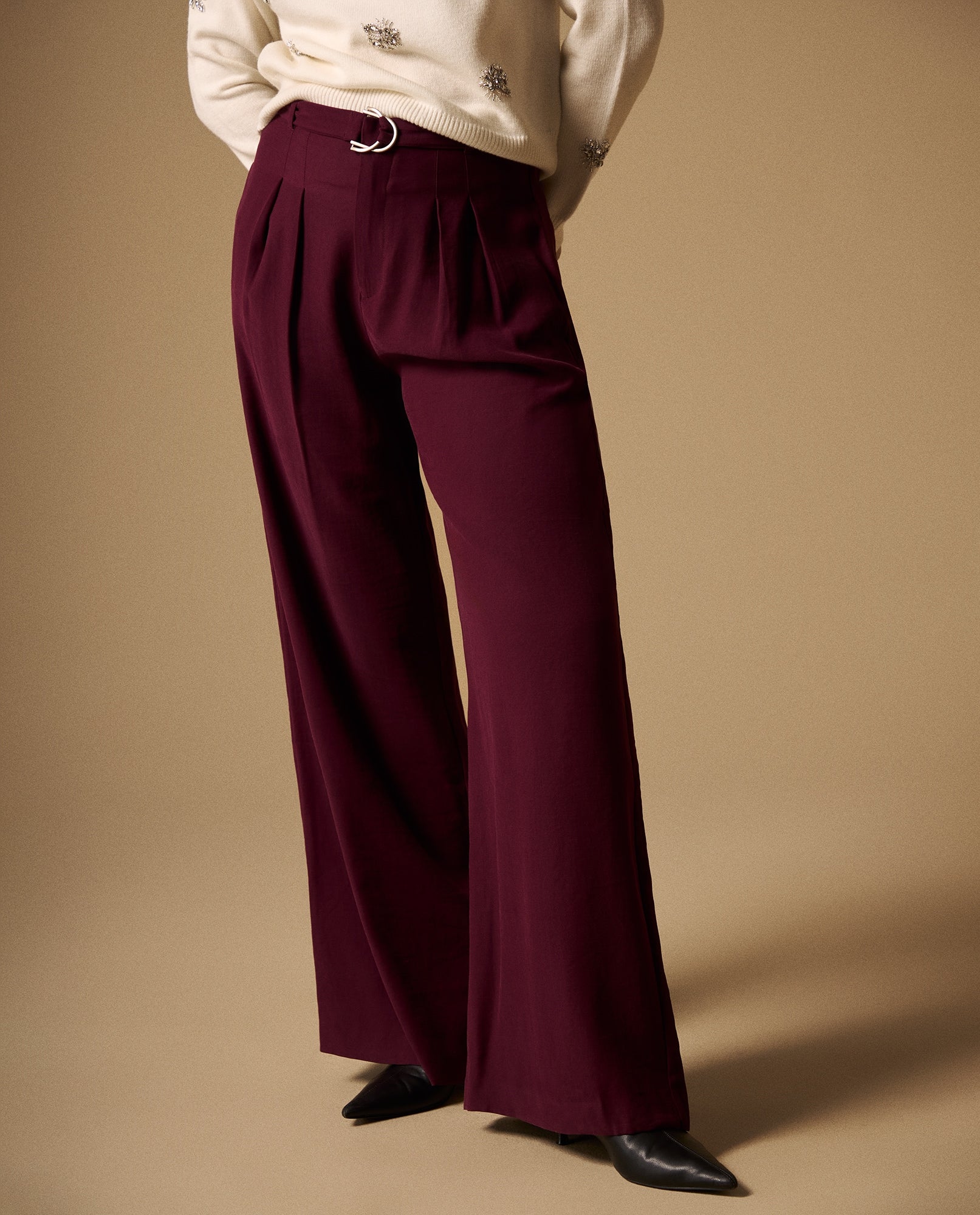 Pantalón Wide Leg con Cinturón - Rojo 34_439G018_ROJ191726_3
