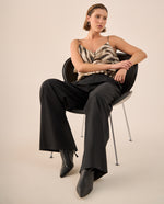 Pantalón Wide Leg Negro Tiro Alto - Negro