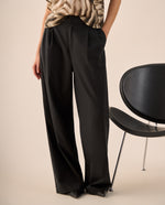 Pantalón Wide Leg Negro Tiro Alto - Negro