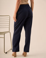 Pantalón Wide Leg Azul con Pliegues Frontales - Azul