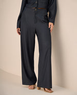 Pantalón Tiro Alto Azul Turco con Silueta Wide - Azul