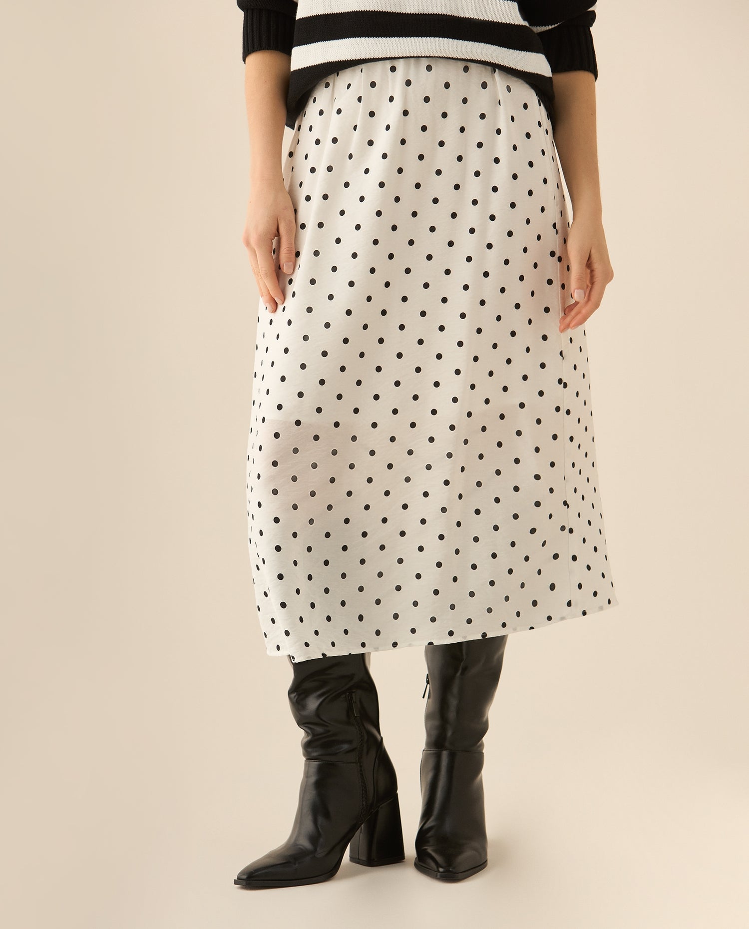 Falda midi de tela fluida para mujer - Blanco