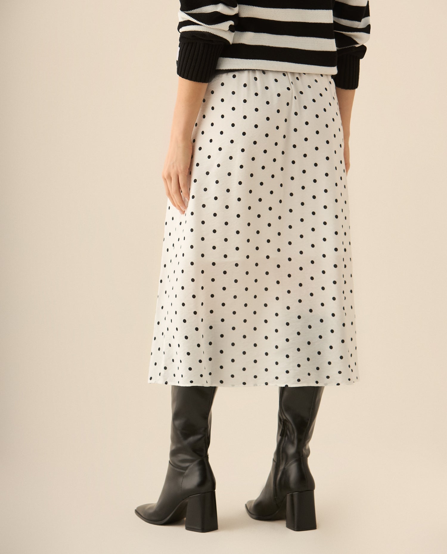 Falda midi de tela fluida para mujer - Blanco