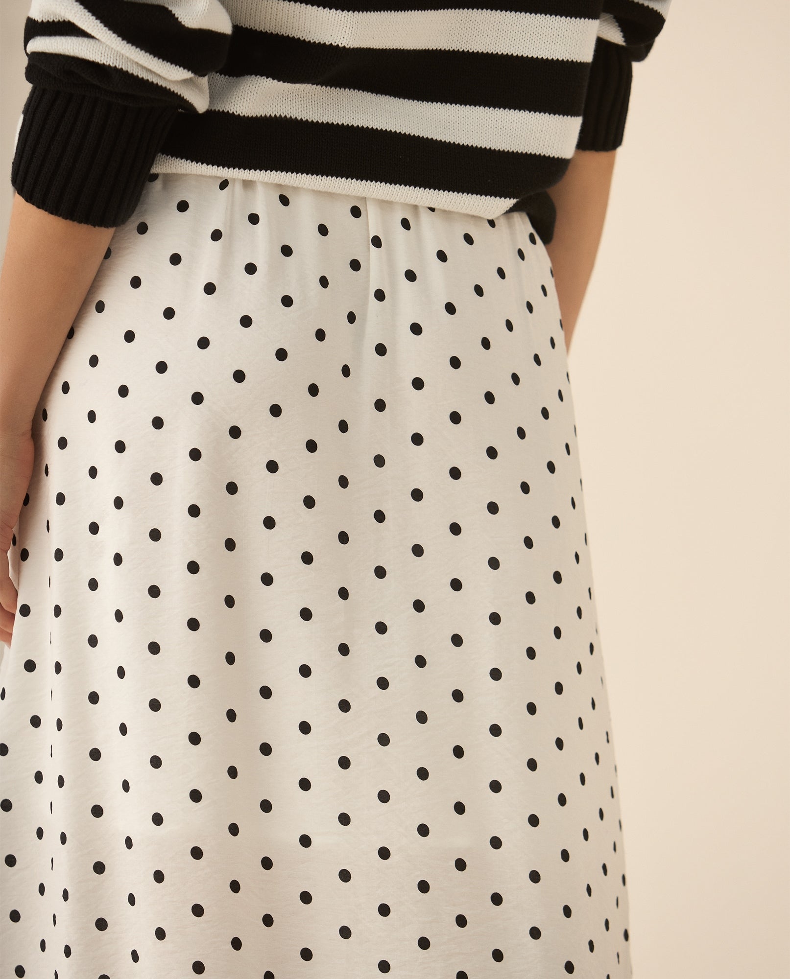 Falda midi de tela fluida para mujer - Blanco 34_443G003_BLA110601_6
