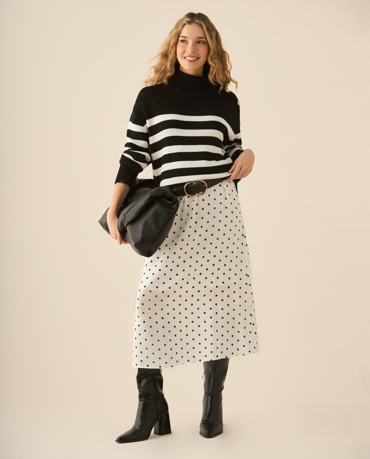 Falda midi de tela fluida para mujer - Blanco