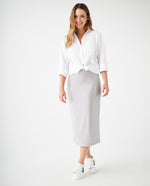 Falda midi con apliques brillantes para mujer - Gris