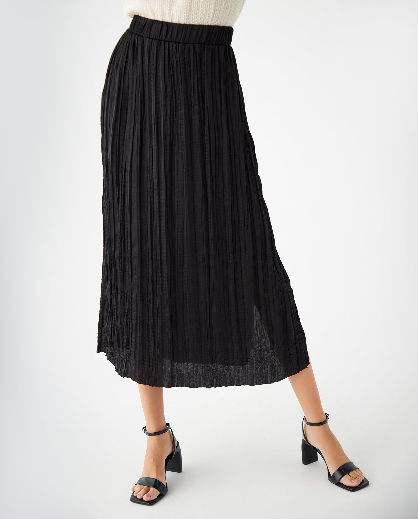 Falda con efecto corrugado para mujer - Negro 34_449F005_NEG190303_3