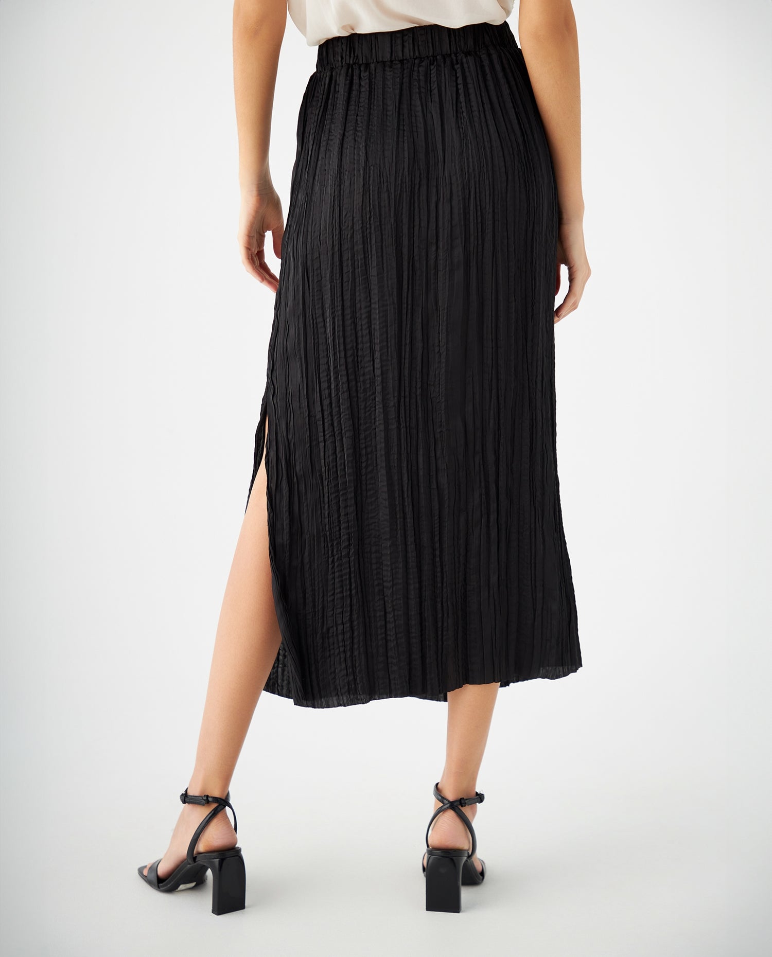 Falda con efecto corrugado para mujer - Negro