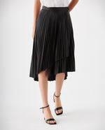 Falda plisada tipo cuero para mujer - Negro