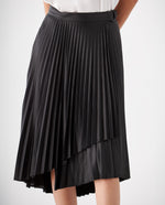 Falda plisada tipo cuero para mujer - Negro