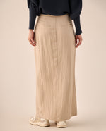 Falda Larga Beige con Abertura Frontal - Beige