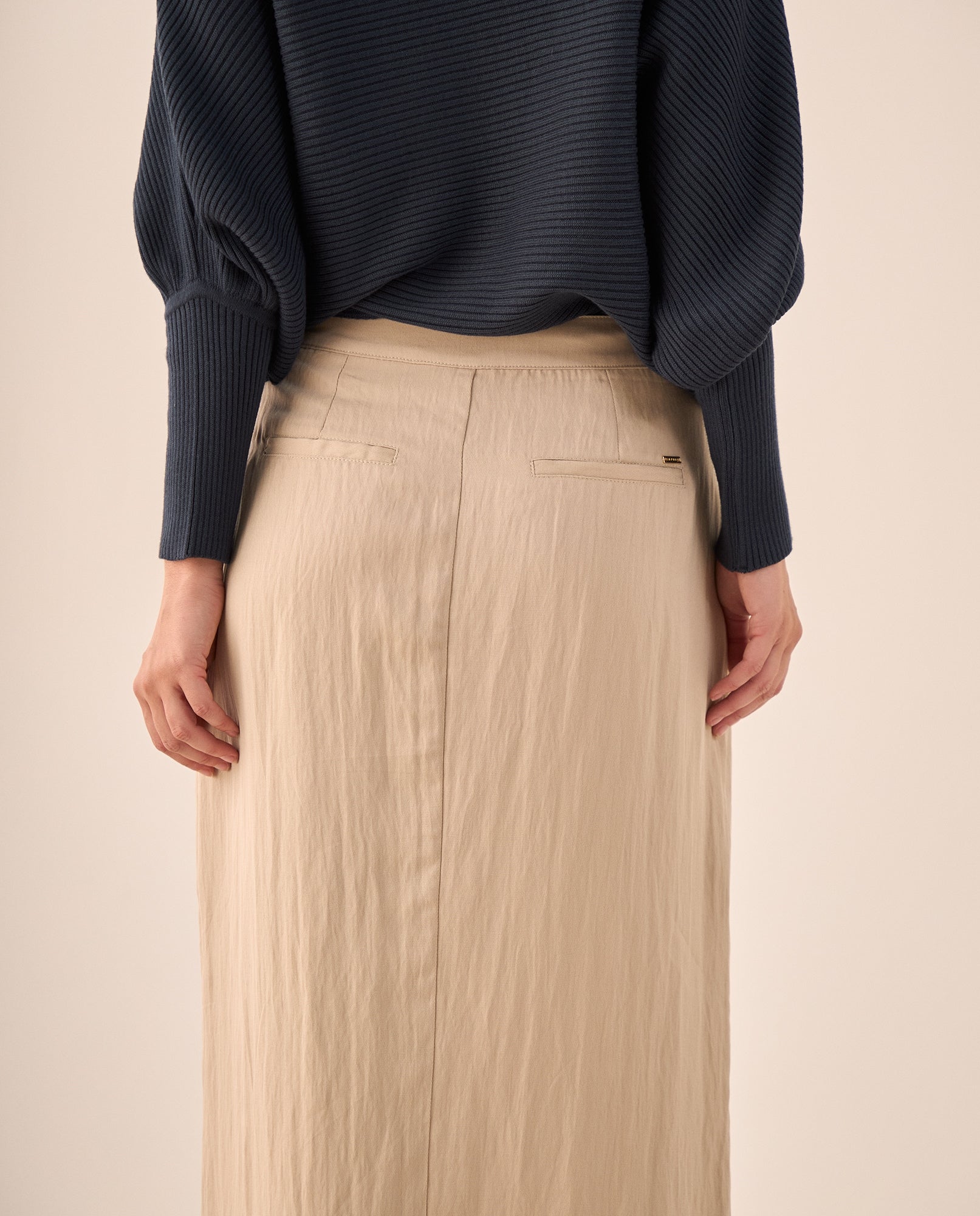 Falda Larga Beige con Abertura Frontal - Beige 34_449G002_BEI151304_6