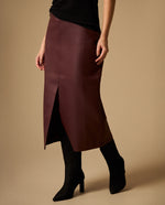 Falda Midi con Abertura Frontal Morado Oscuro - Morado