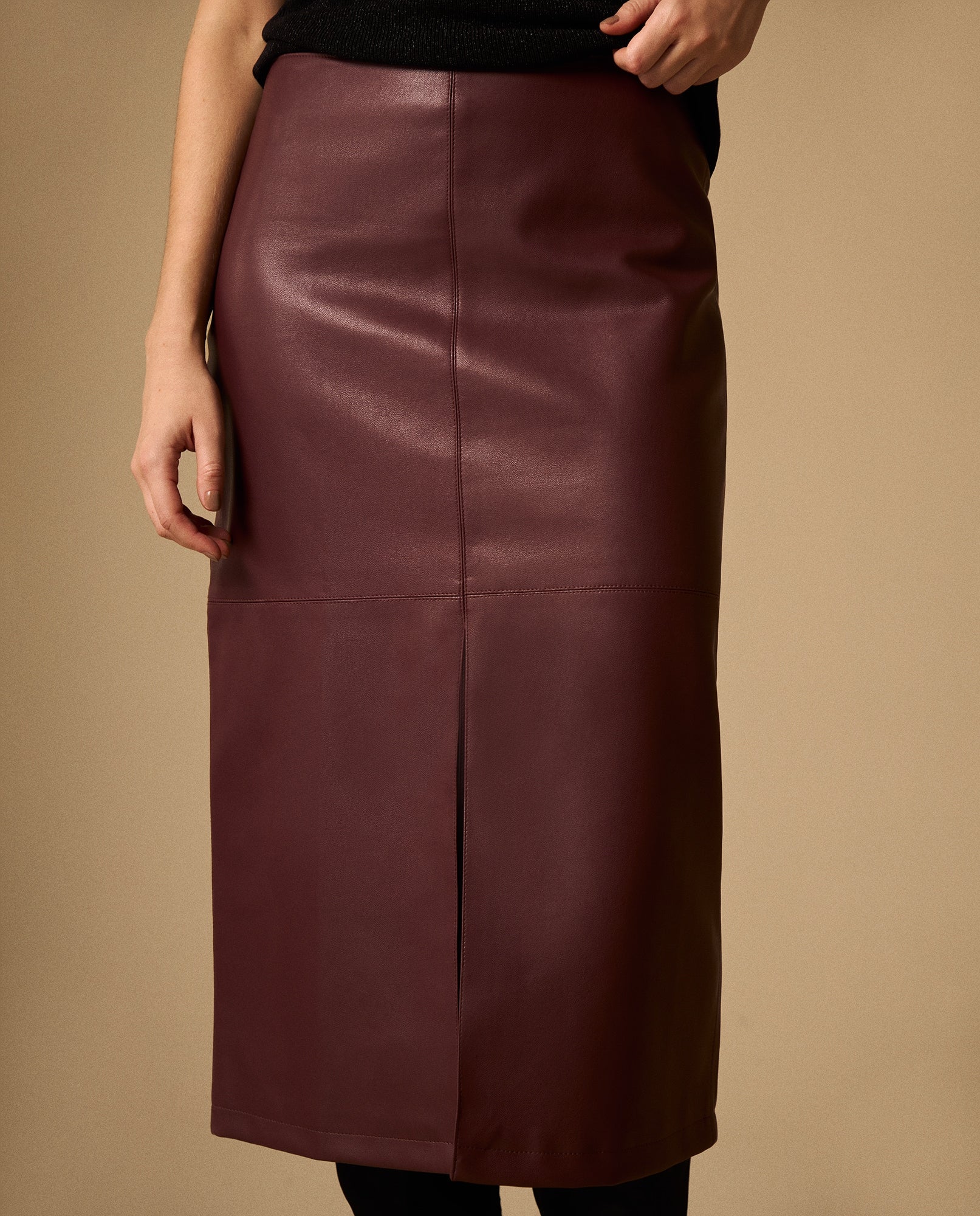 Falda Midi con Abertura Frontal Morado Oscuro - Morado 34_449G210_MOR191619_4