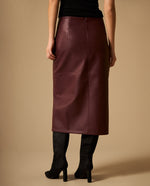 Falda Midi con Abertura Frontal Morado Oscuro - Morado