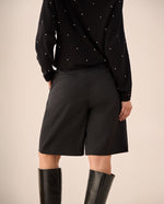 Shorts Negros Cintura Alta con Pliegues - Negro
