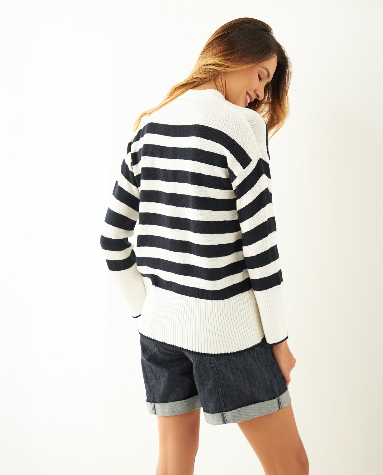 Suéter tejido a rayas para mujer - Crudo 34_461F100_CRU144500_5
