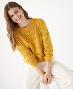 Buzo tejido cuello redondo para mujer - Amarillo