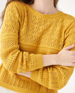 Buzo tejido cuello redondo para mujer - Amarillo
