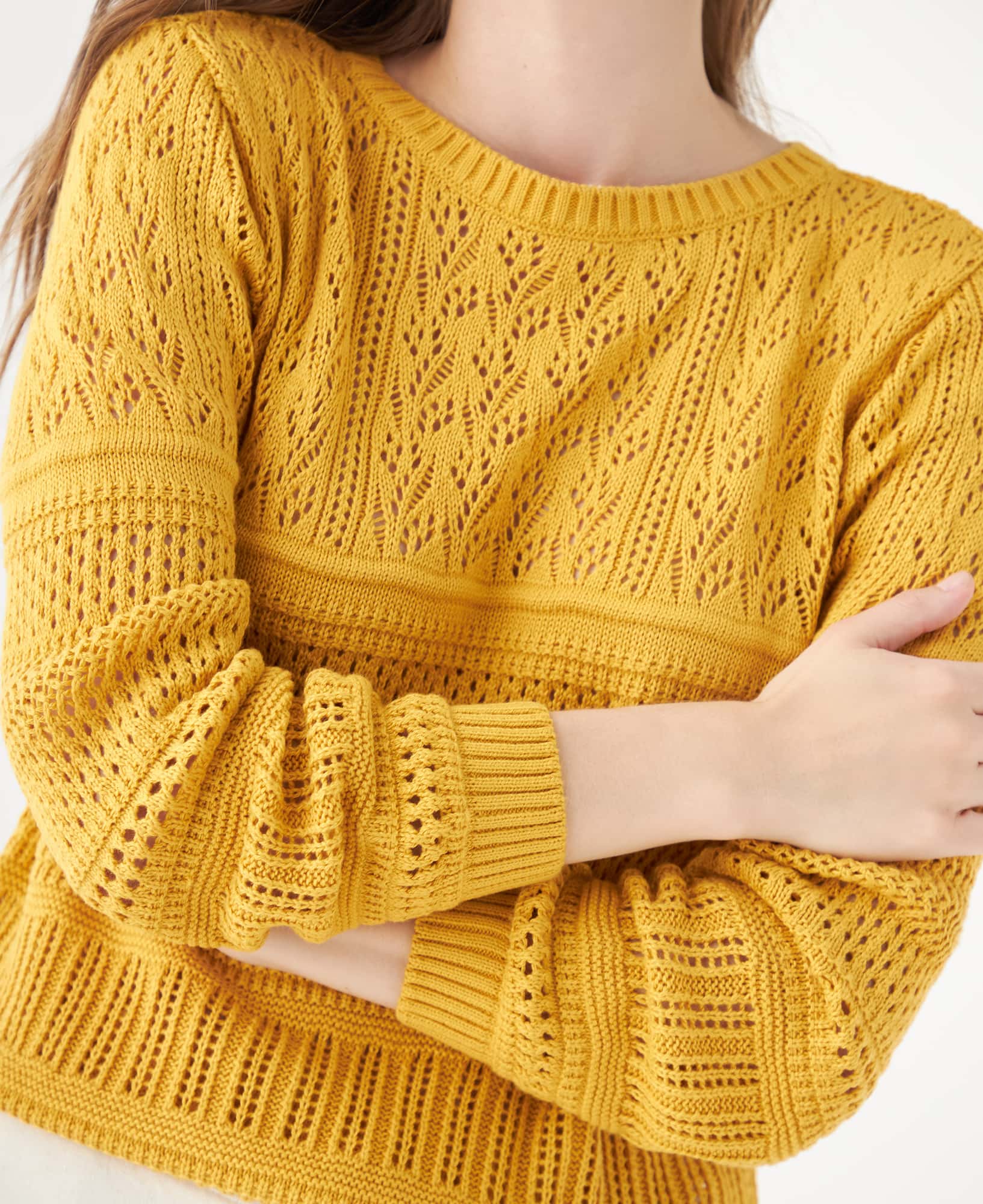 Buzo tejido cuello redondo para mujer - Amarillo 34_461F101_AMA171047_3