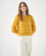 Buzo tejido cuello redondo para mujer - Amarillo