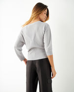 Buzo tejido a rayas para mujer - Gris