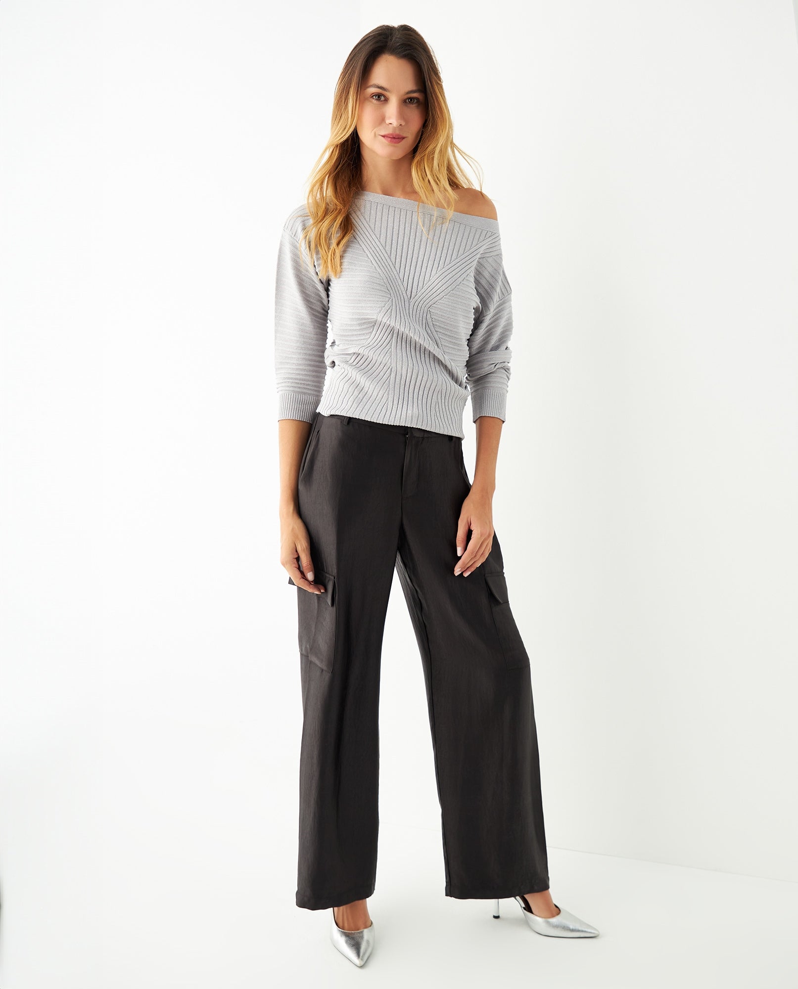 Buzo tejido a rayas para mujer - Gris 34_461F204_GRI140000_6