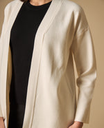Cardigan tejido hombro caído frente abierto - Beige