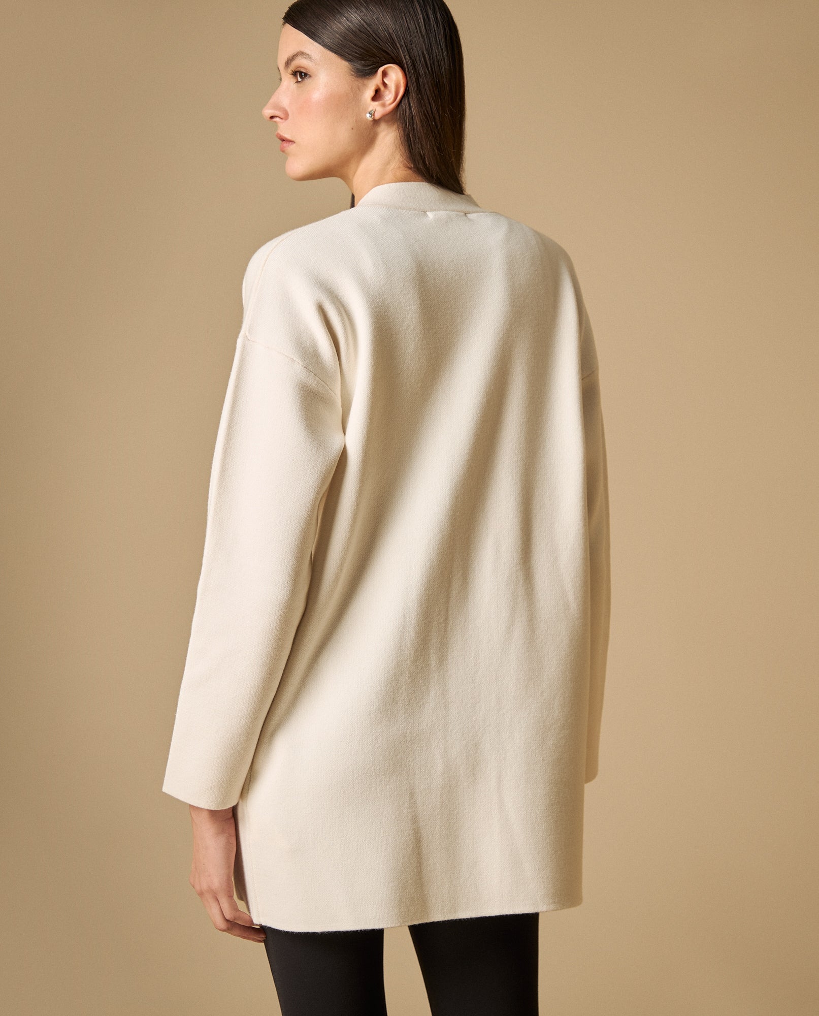 Cardigan tejido hombro caído frente abierto - Beige 34_461H205_BEI130607_5