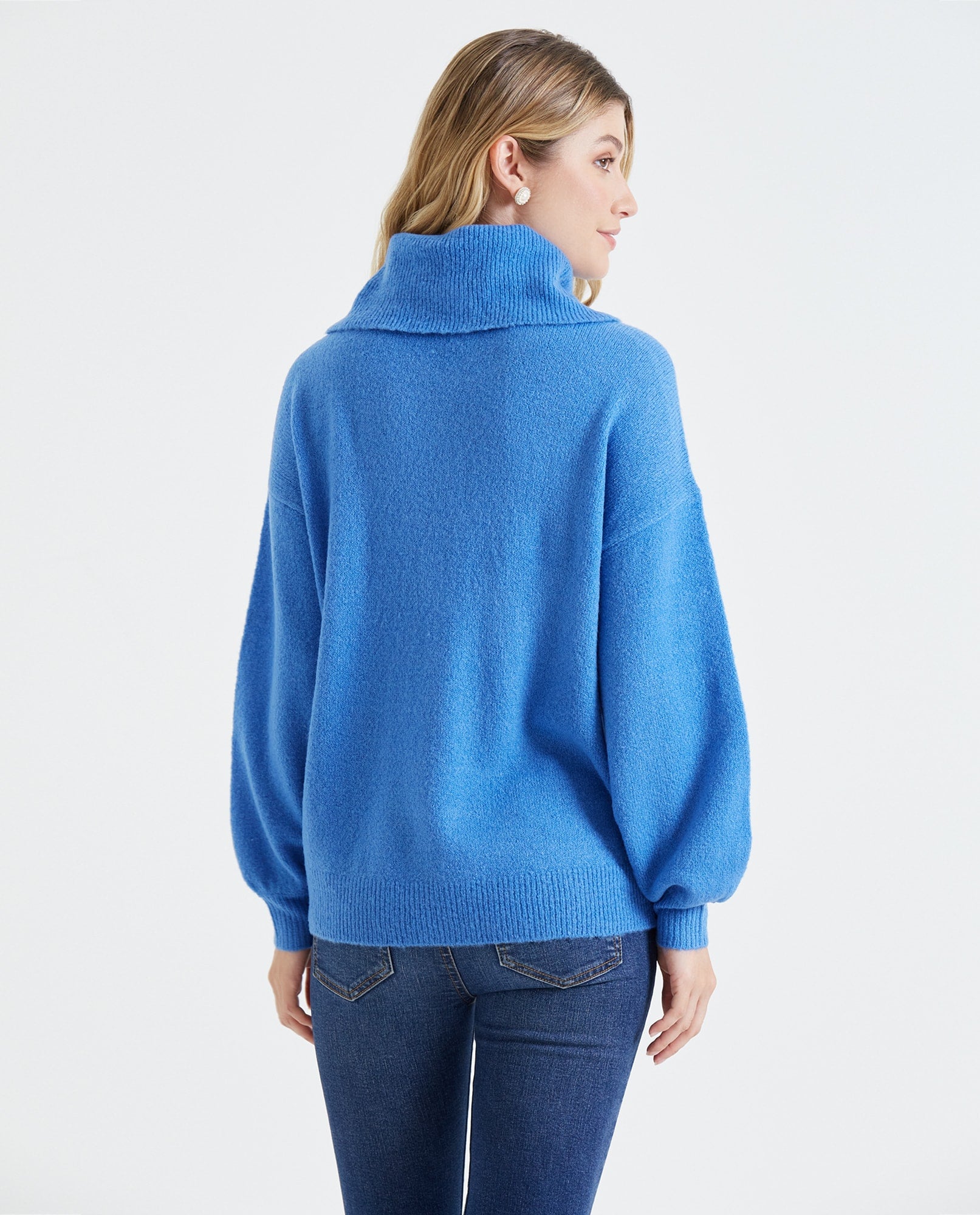 Buzo con cuello drapeado para mujer - Azul 34_462E206_A02125_6