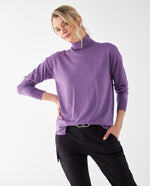 Buzo tejido cuello alto para mujer - Morado