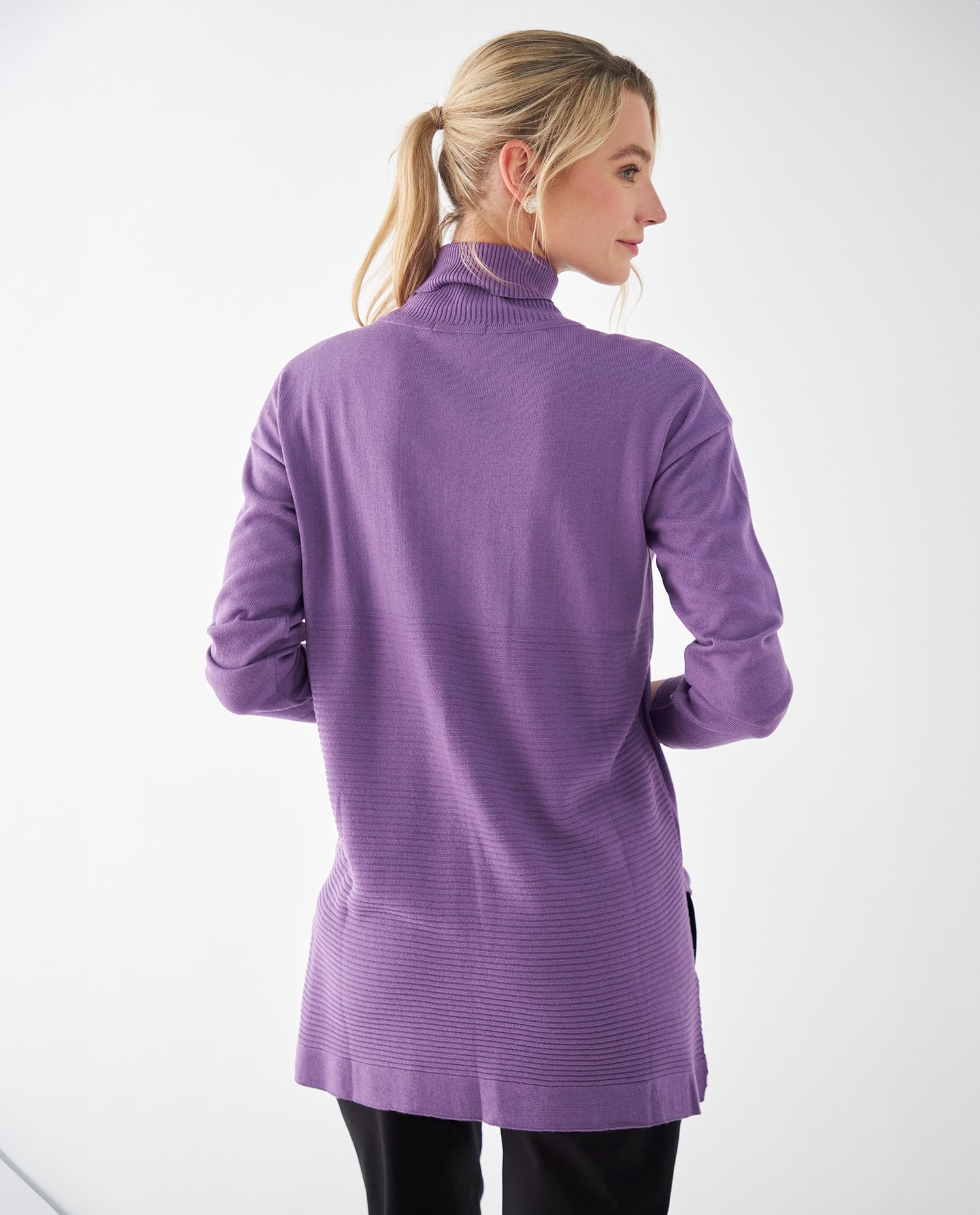 Buzo tejido cuello alto para mujer - Morado