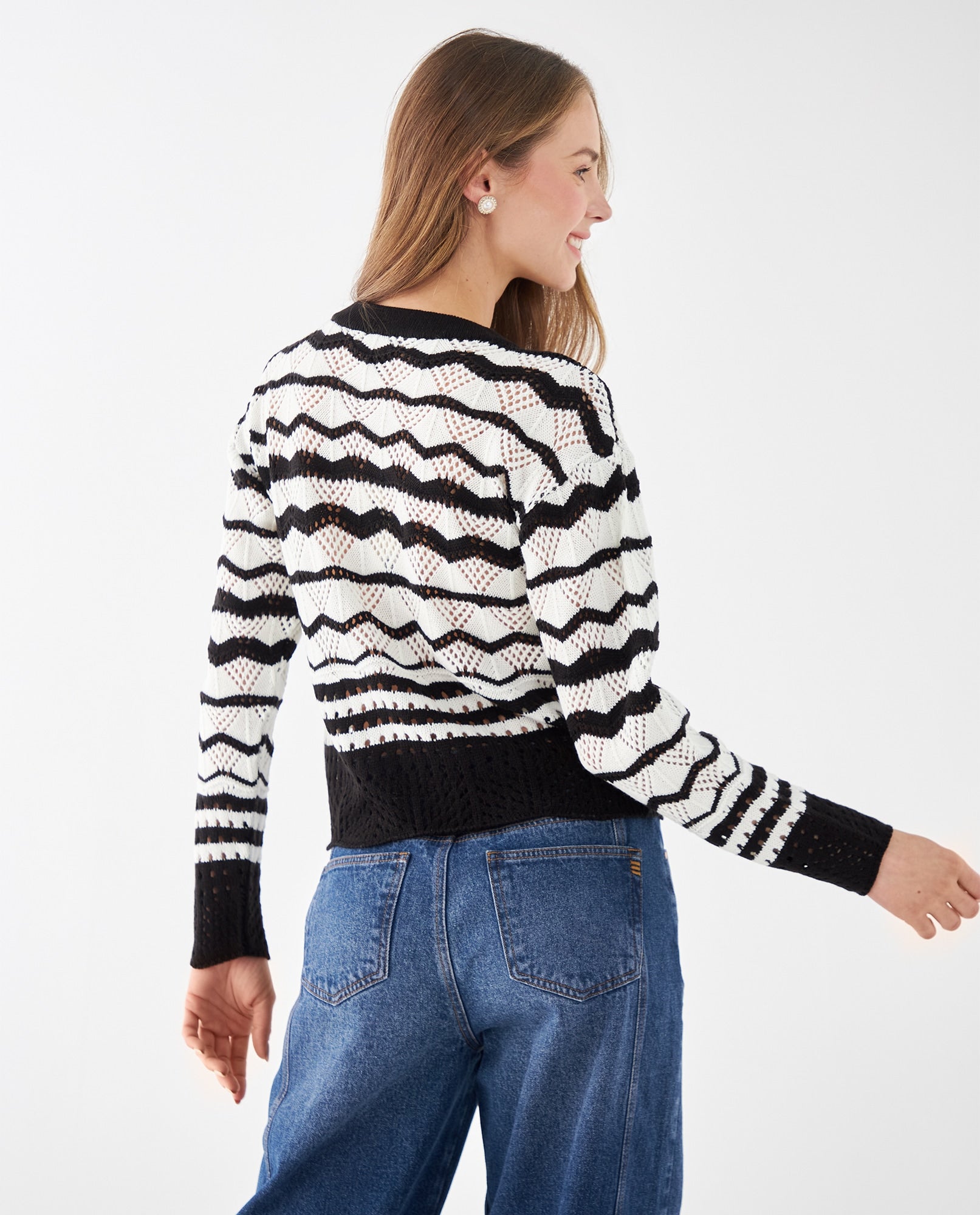 Buzo tejido con detalles desagujados para mujer - Crudo 34_462F109_CRU111001_4