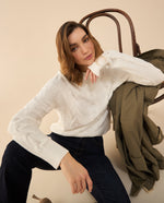 Buzo tejido de diseño cerrado para mujer - Crudo