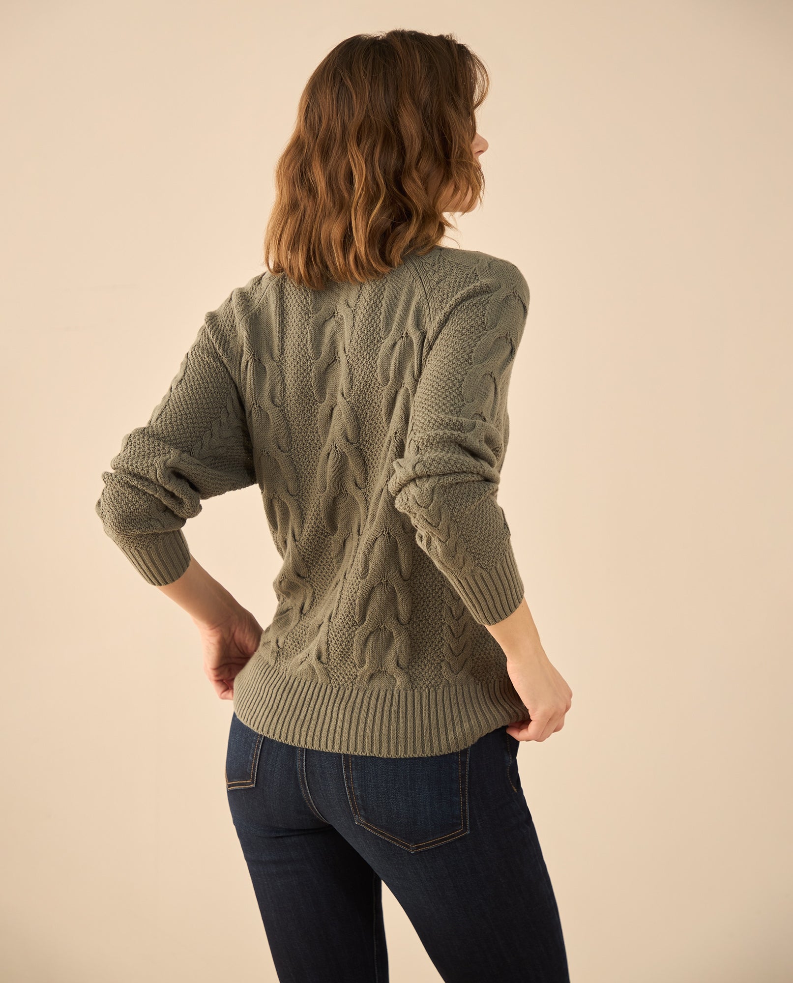 Buzo tejido de diseño cerrado para mujer - Verde 34_462G200_VER165820_4