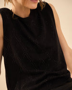 Camisa tejida manga sisa para mujer - Negro