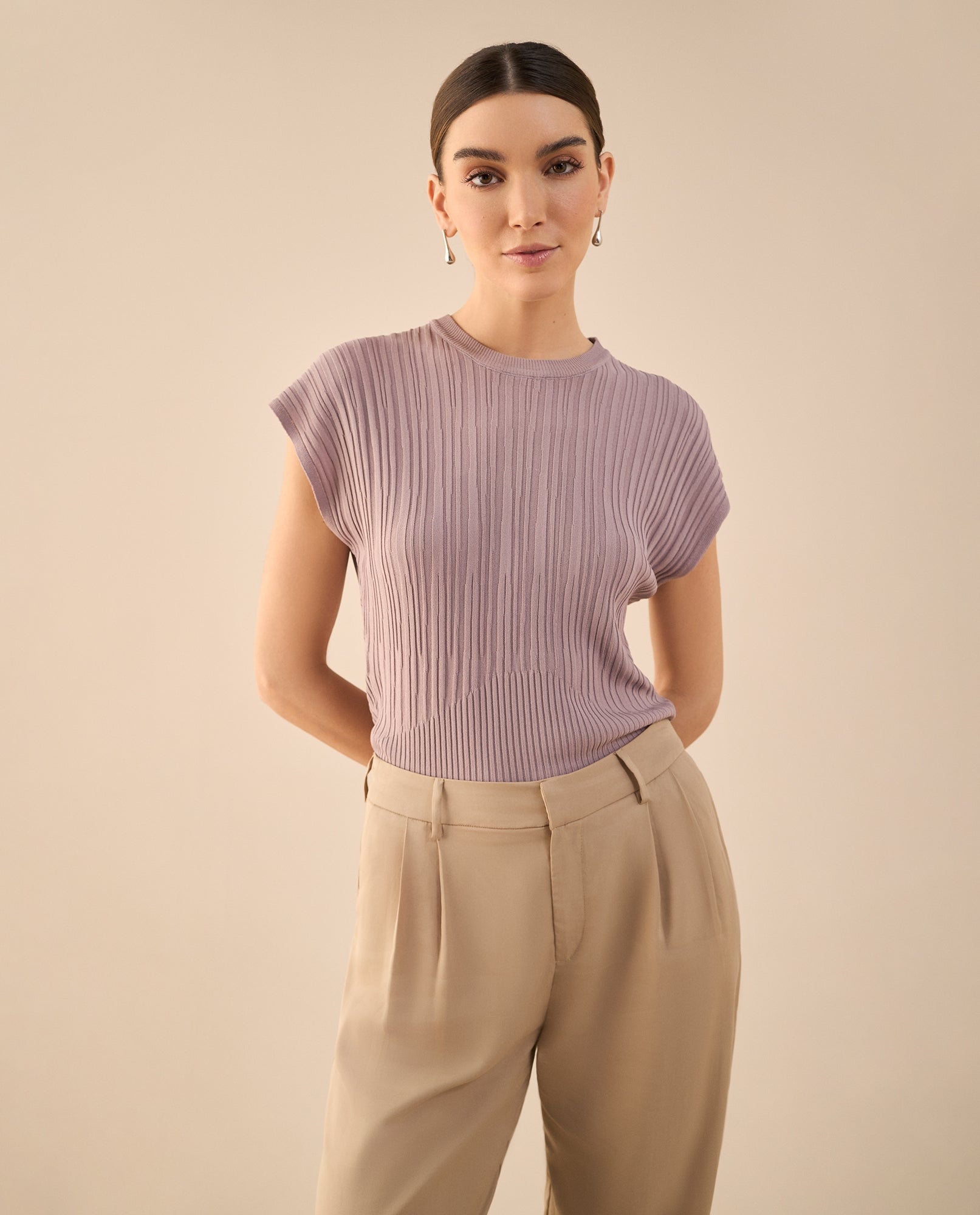 Camisa tejida de diseño cerrado - Morado 34_462G203_MOR163812_0